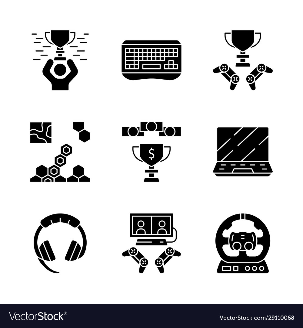 Esports Glyph Icons Set Royalty Free Vector Image