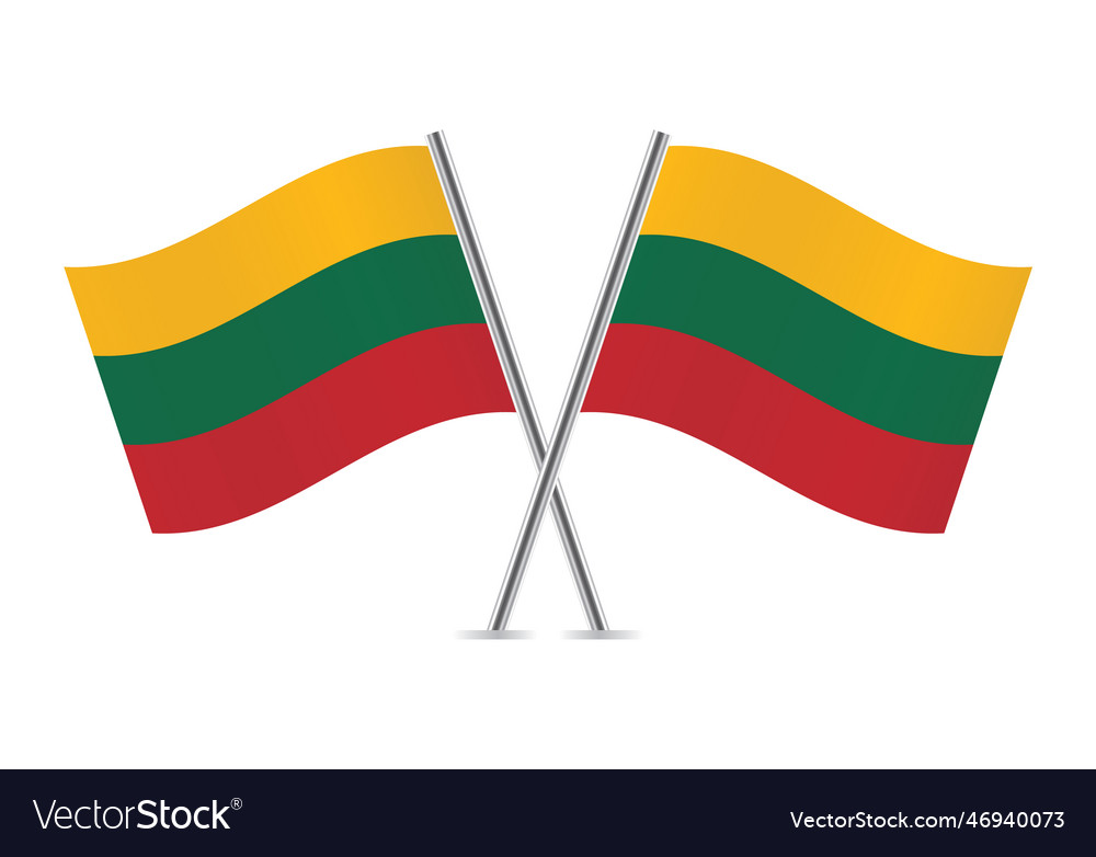 Lithuania Crossed Flags Lithuanian Royalty Free Vector Image