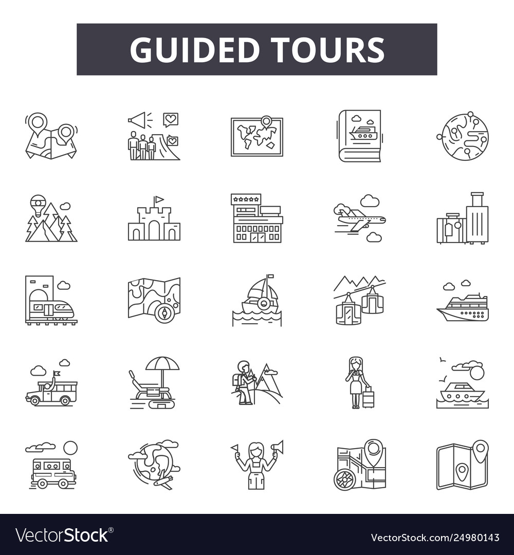 Guided Tours Line Icons Signs Set Royalty Free Vector Image