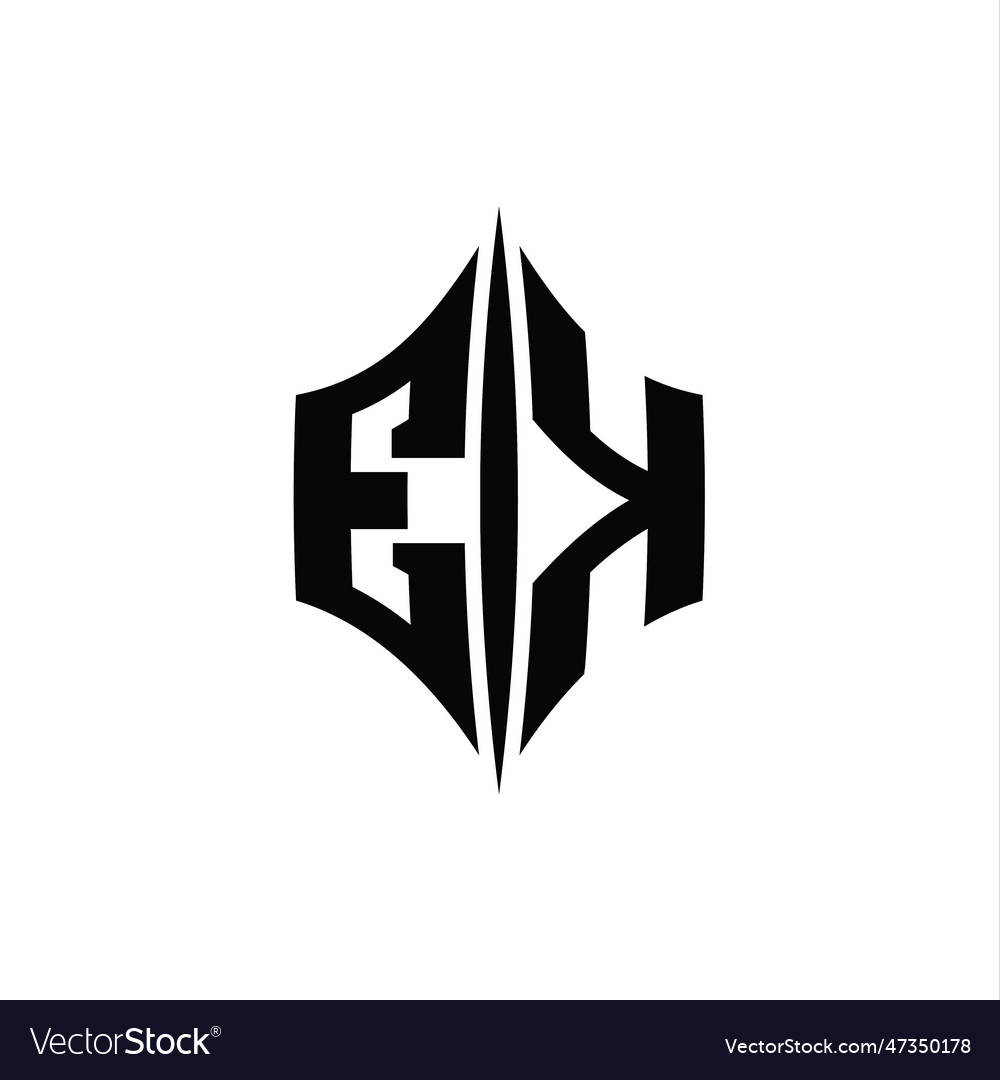 Ek Logo Monogram Hexagon Diamond Shape Royalty Free Vector