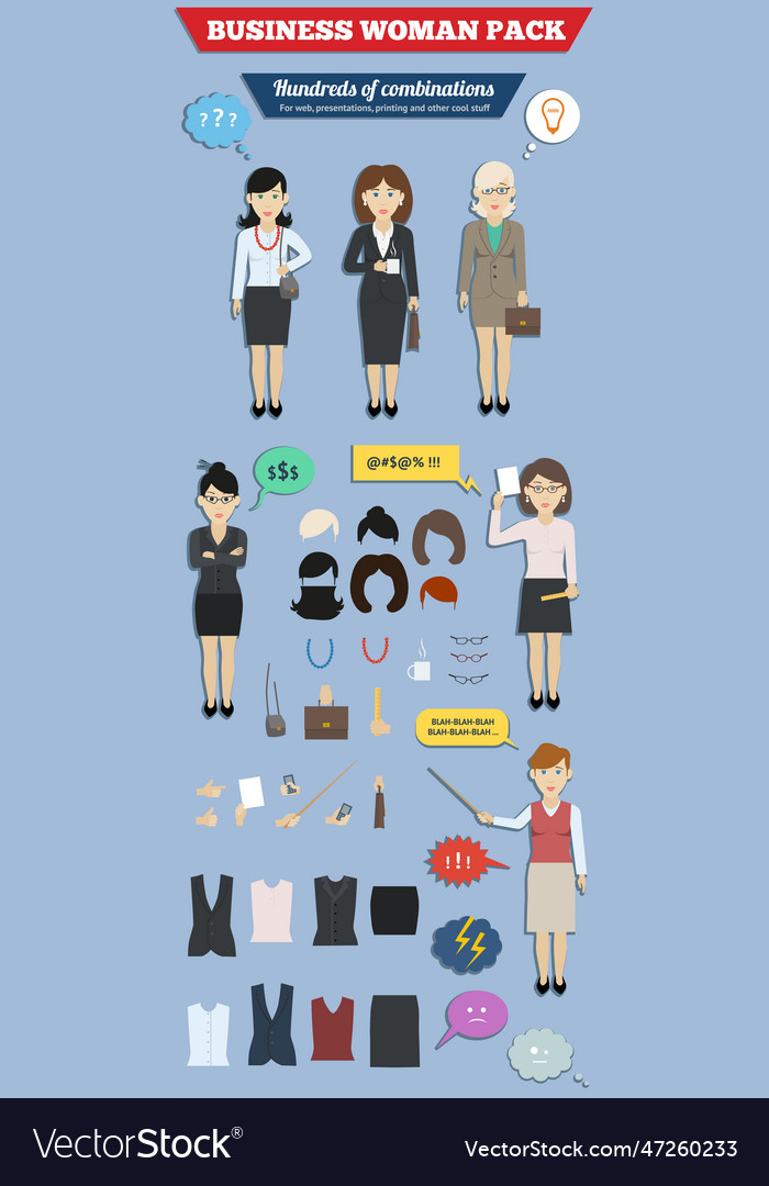 Business Woman Characters Pack Royalty Free Vector Image