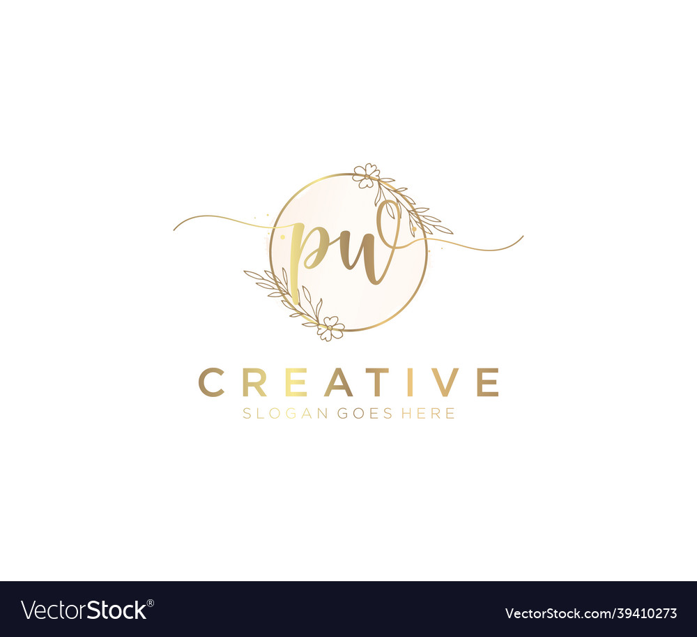 Initial Pw Feminine Logo Beauty Monogram Vector Image