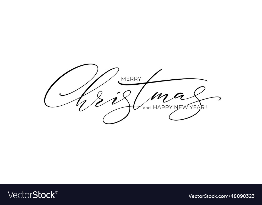 Merry Christmas And Happy New Year Lettering Vector Image