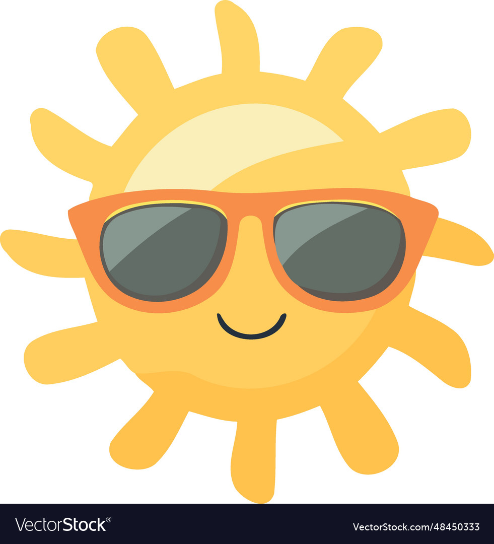 Sun Character Wearing Sunglasses Royalty Free Vector Image