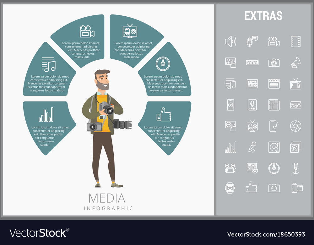 Media Infographic Template Elements And Icons Vector Image