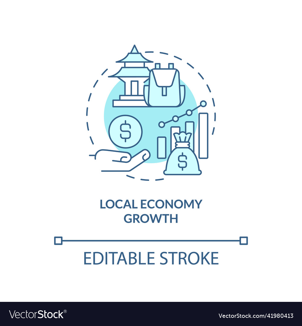 Local Economy Growth Turquoise Concept Icon Vector Image