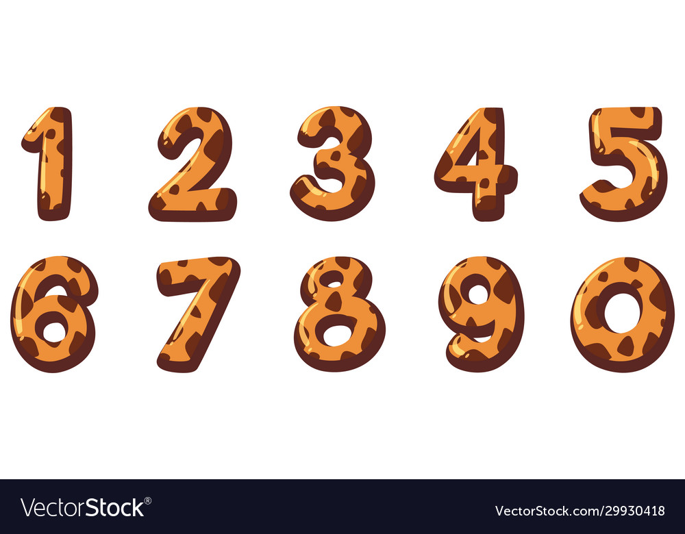 Font Design For Number One To Zero On White Vector Image