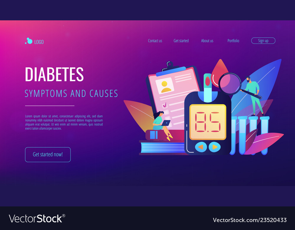 Diabetes Mellitus Concept Landing Page Royalty Free Vector