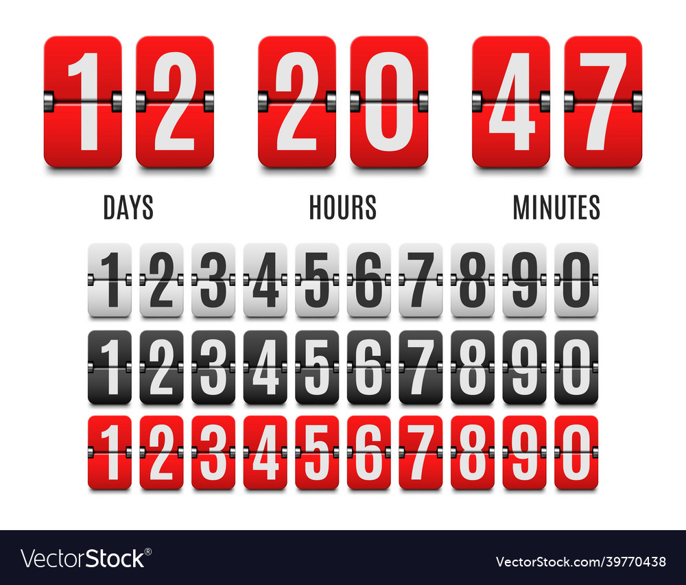 Flip Countdown Clock Counter Count Down Board Vector Image