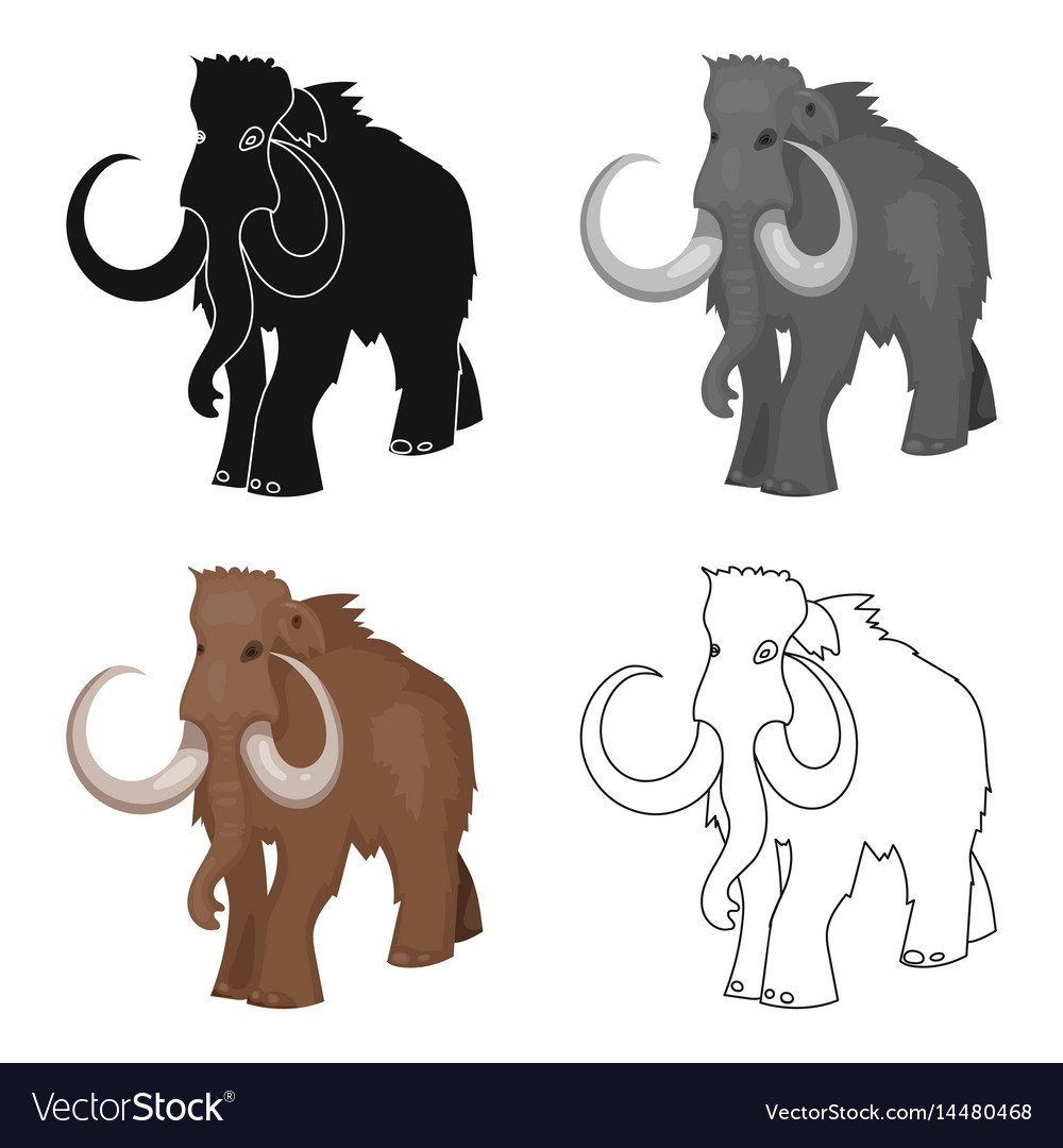 Woolly Mammoth Icon In Cartoon Style Isolated Vector Image