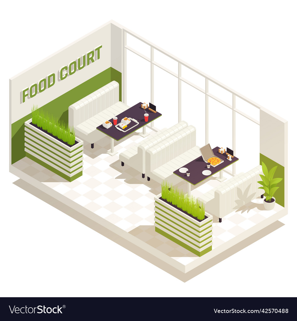 Food Court Isometric Composition Royalty Free Vector Image