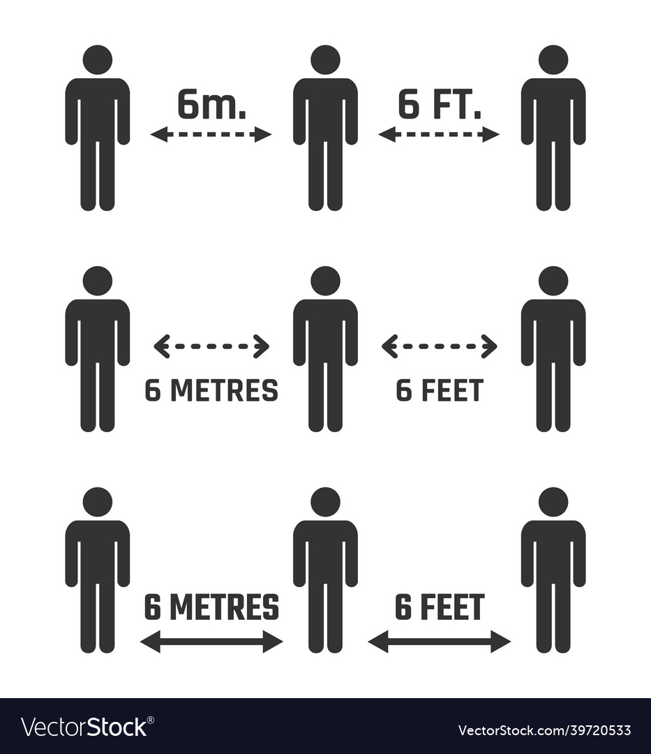 Social Distancing Icon Set Keep Distance Signs Vector Image