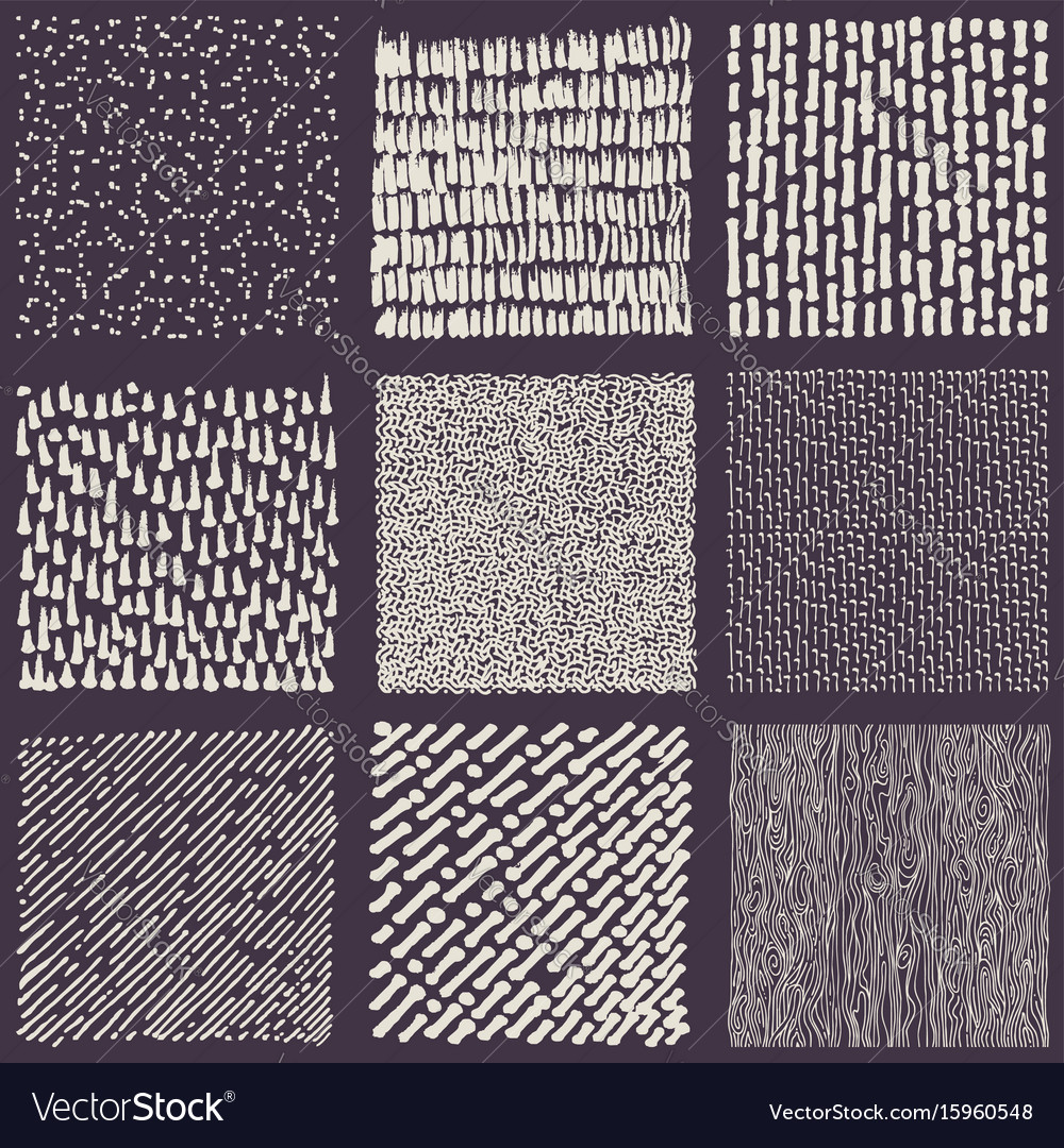 Set Of Hand Drawn Marker And Ink Patterns Vector Image