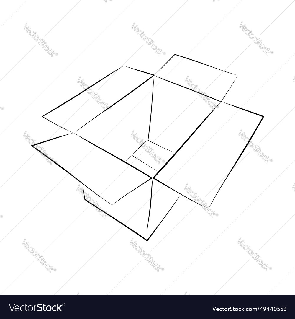 Cardboard Simple Hand Draw Sketch Doodle White Vector Image