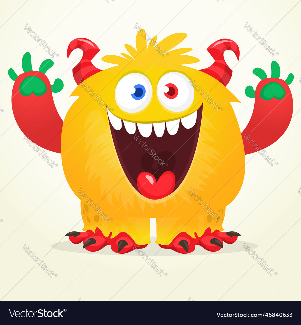 Funny Cartoon Smiling Monster Character Halloween Vector Image