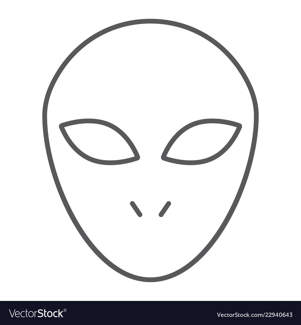 Alien Thin Line Icon Space Character Humanoid Vector Image