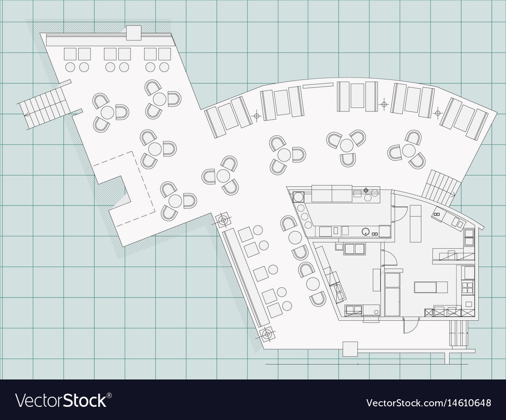 Standard Cafe Furniture Symbols On Floor Plans Vector Image