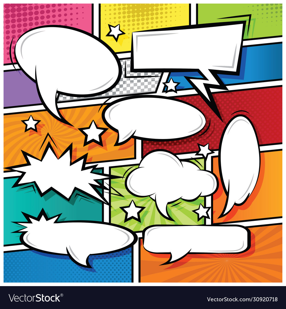 Comic Speech Bubbles Icons Collection Color Vector Image