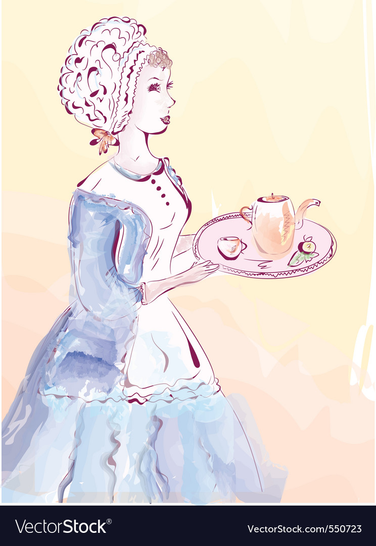 Vintage Waitress Royalty Free Vector Image Vectorstock