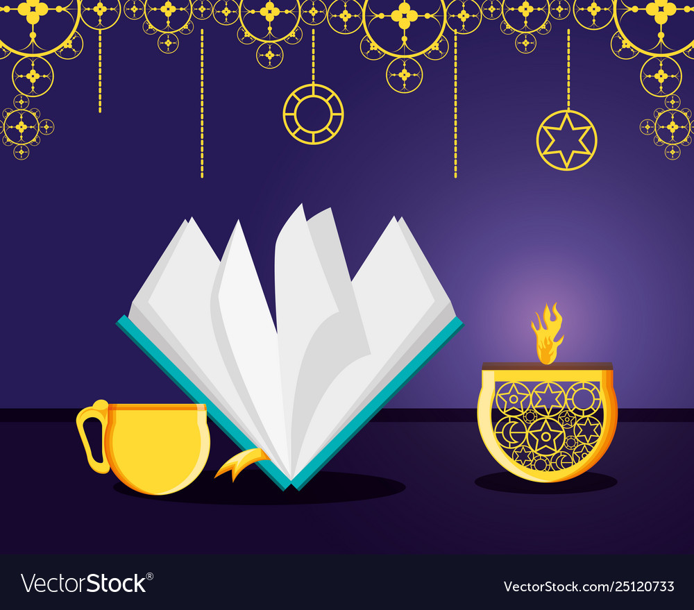 Ramadan Kareen Celebration Card With Loram Book Vector Image