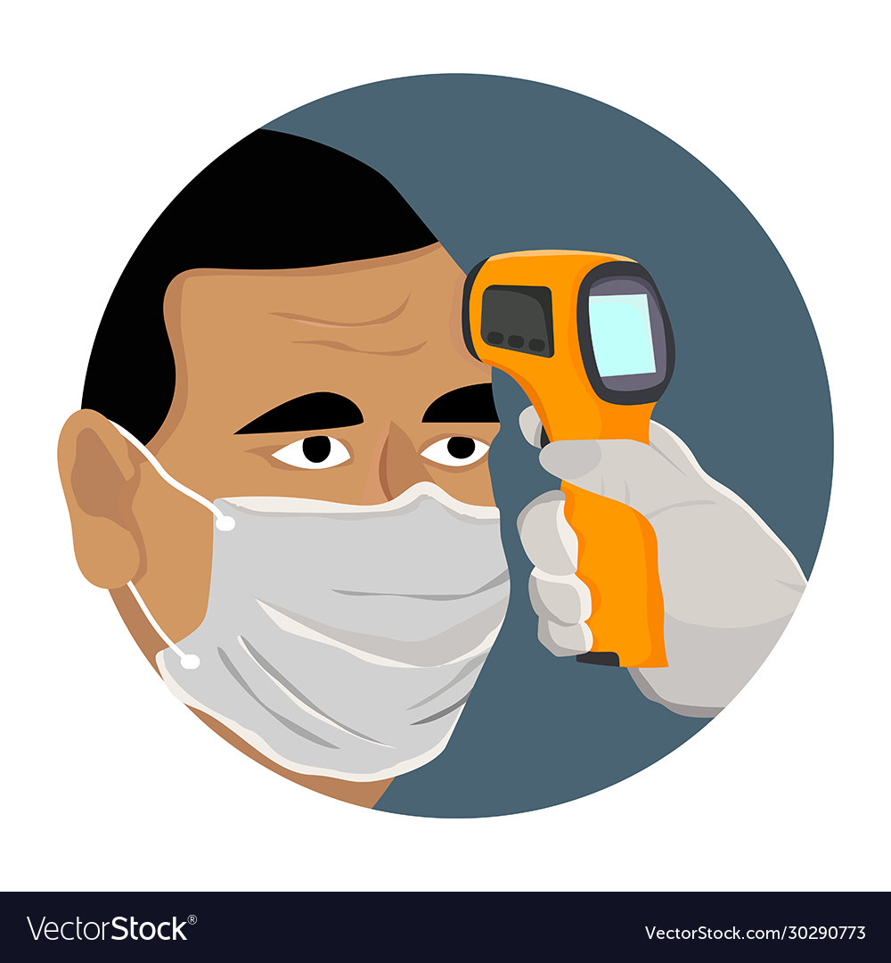 Checks Temperature A Man Royalty Free Vector Image