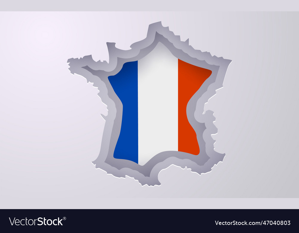 Creative France Map With Flag Colors In Paper Cut Vector Image