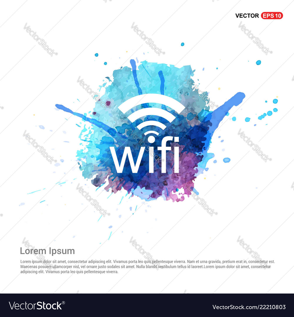 Wifi Icon Logo Watercolor Background Royalty Free Vector