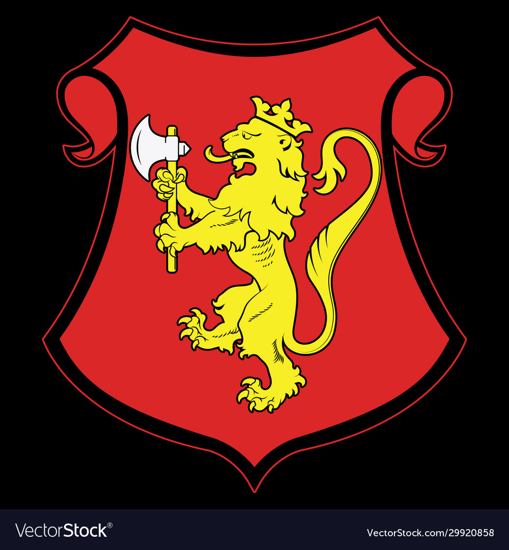 Vintage Heraldic Royal Lion With A Axe Royalty Free Vector