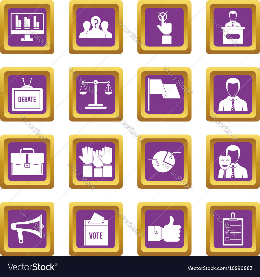 Election Voting Icons Set Purple Royalty Free Vector Image