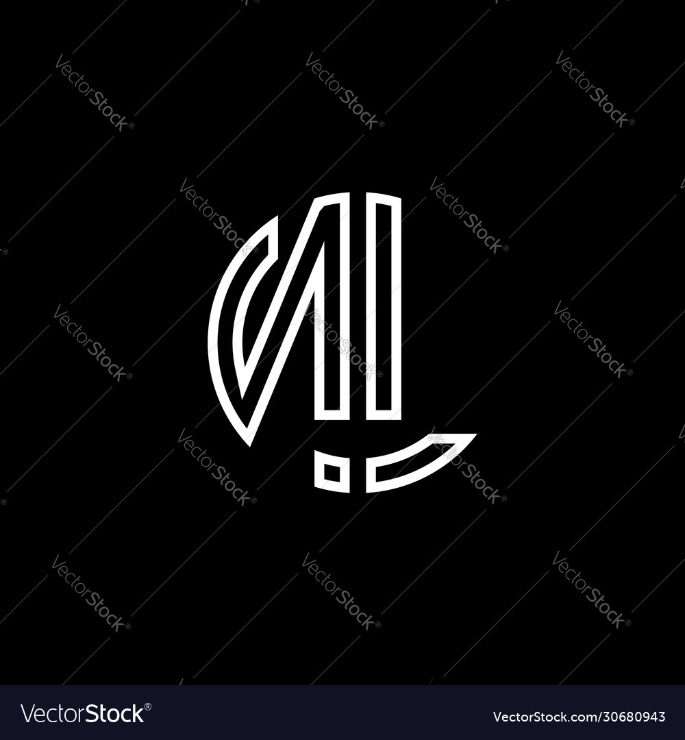 Nl Monogram Logo Circle Ribbon Style Outline Vector Image