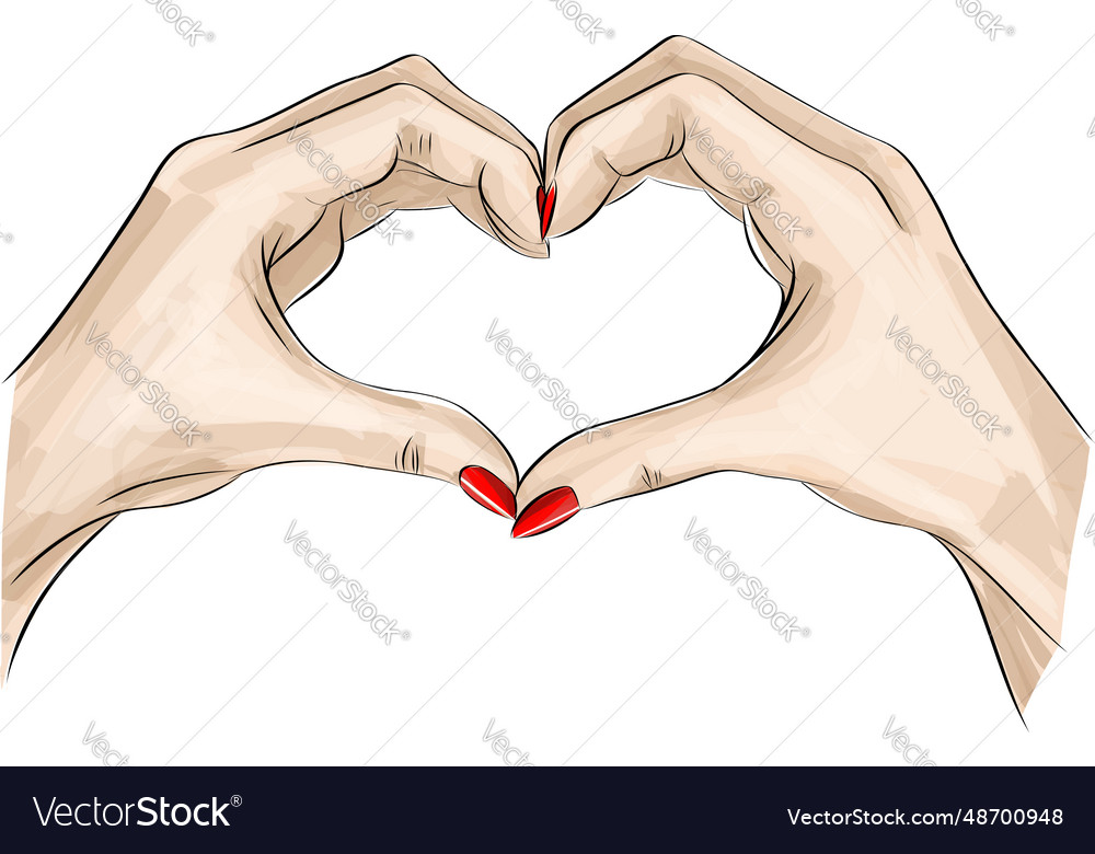 Sketch Of Hands Showing Heart Shape Gesture Vector Image