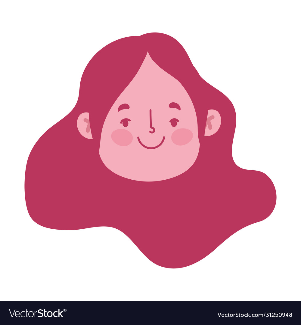 Smiling Girl Face Character Cartoon Isolated Vector Image