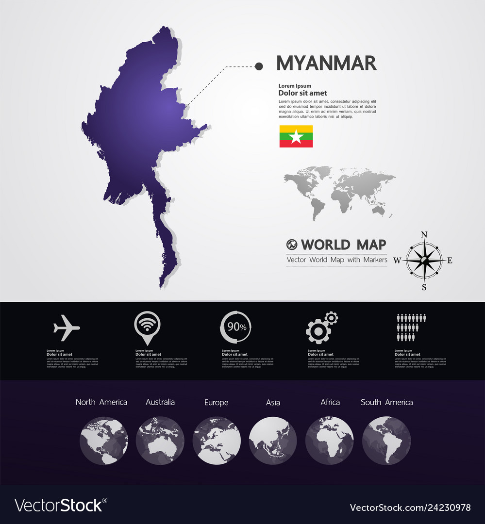 Myanmar Map Royalty Free Vector Image Vectorstock