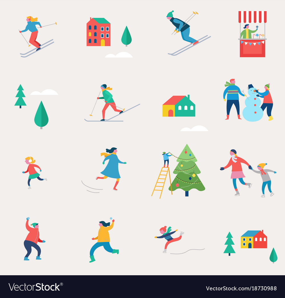 Winter Holidays Icons Royalty Free Vector Image