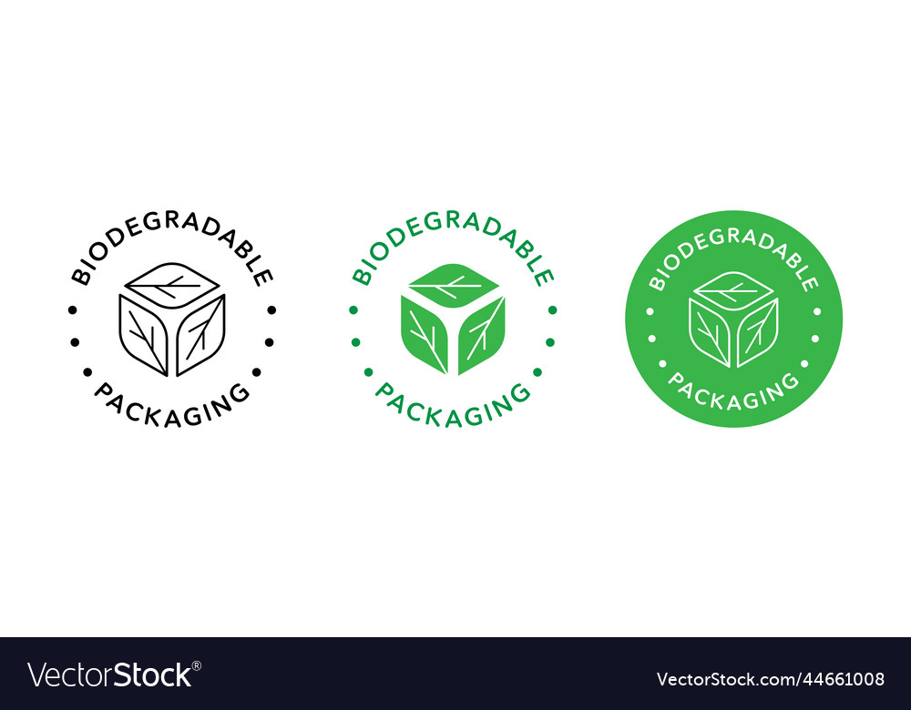 Biodegradable Packaging Icon Badge Logo Royalty Free Vector