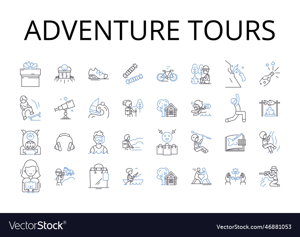 Adventure Tours Line Icons Collection Eco Trips Vector Image