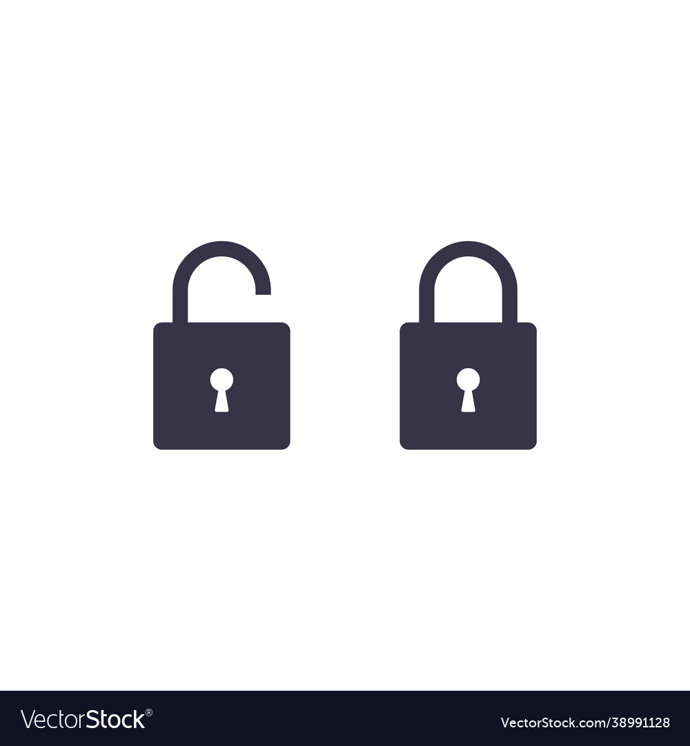 Lock Icon Open And Close Isolated Flat Design Vector Image