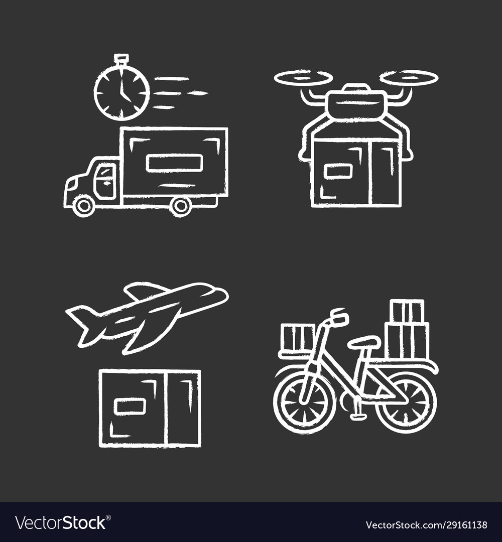 Delivery Chalk Icons Set Shipping Royalty Free Vector Image