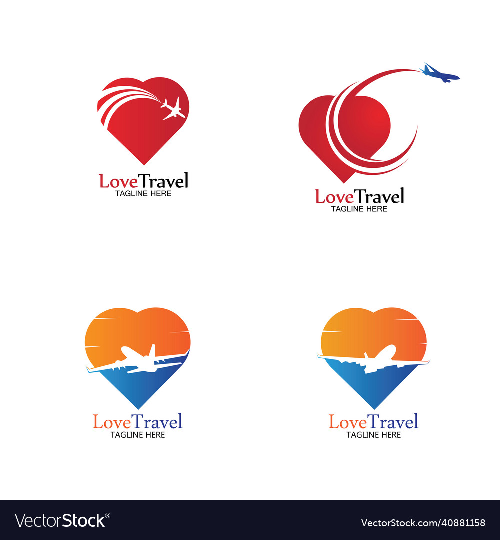 Love Travel Logo Icon Design Template Royalty Free Vector