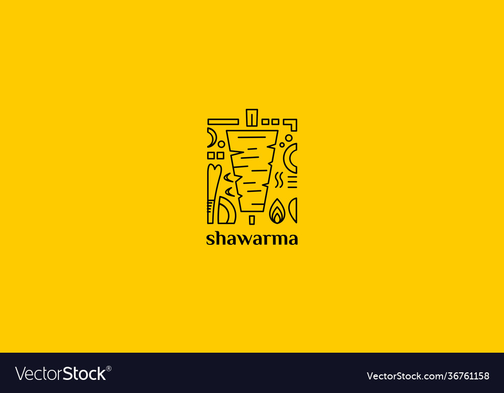 Vintage Line Shawarma Kebab Doner Logo Royalty Free Vector