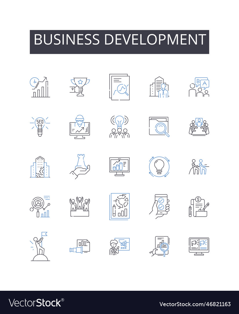 Business Development Line Icons Collection Vector Image