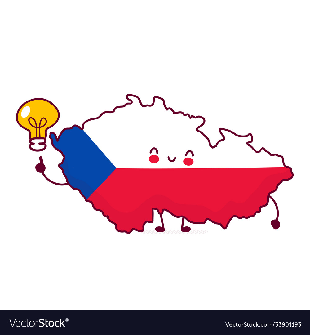 Cute Happy Funny Czech Republic Map And Flag Vector Image