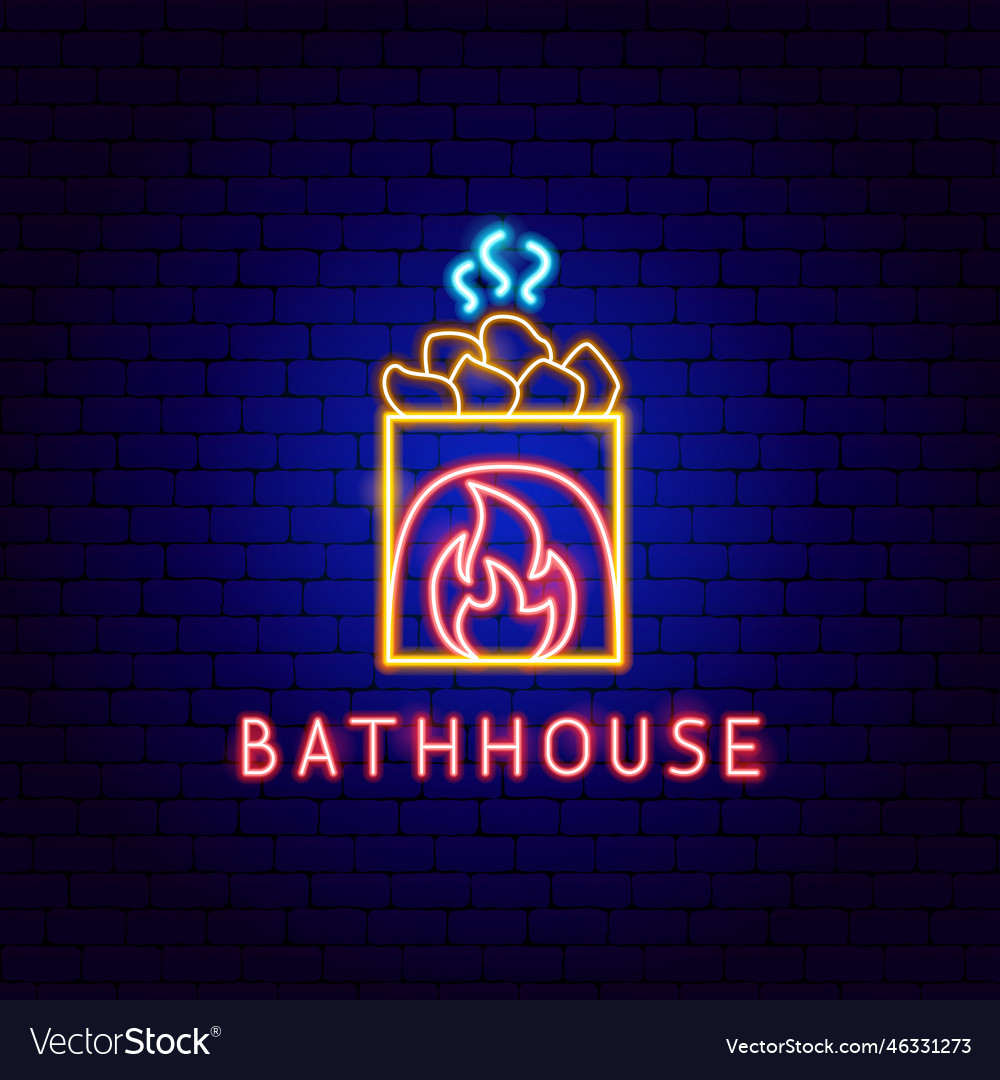 Bathhouse Neon Label Royalty Free Vector Image