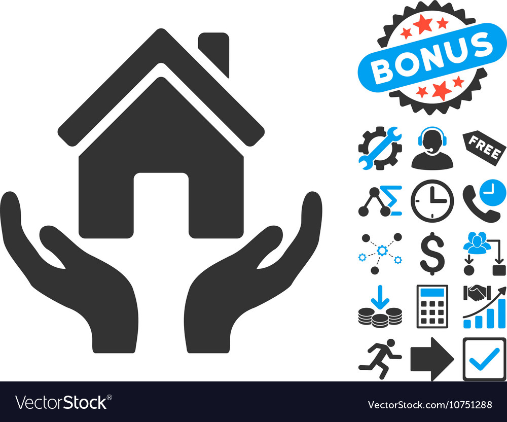 House Care Hands Flat Icon With Bonus Royalty Free Vector