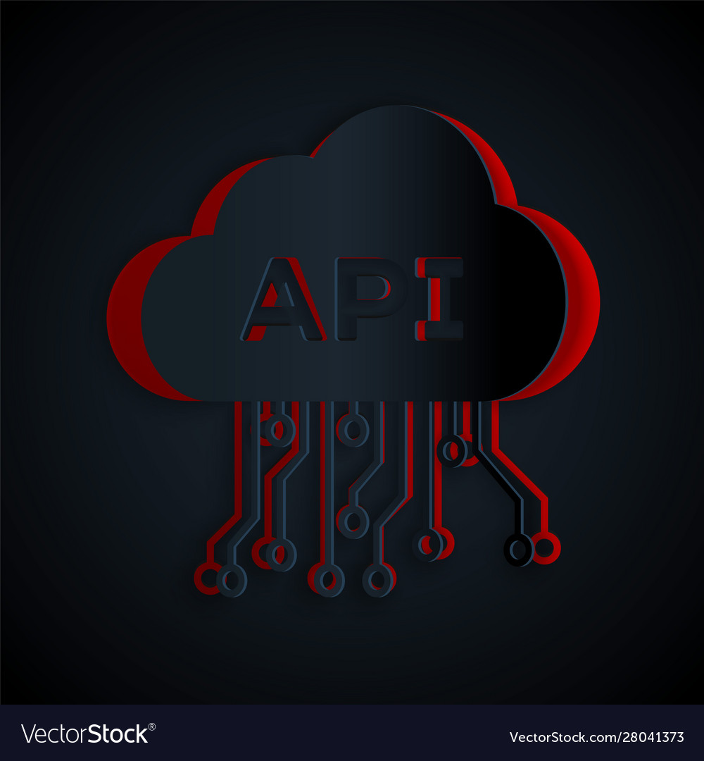 Paper Cut Cloud Api Interface Icon Isolated Vector Image