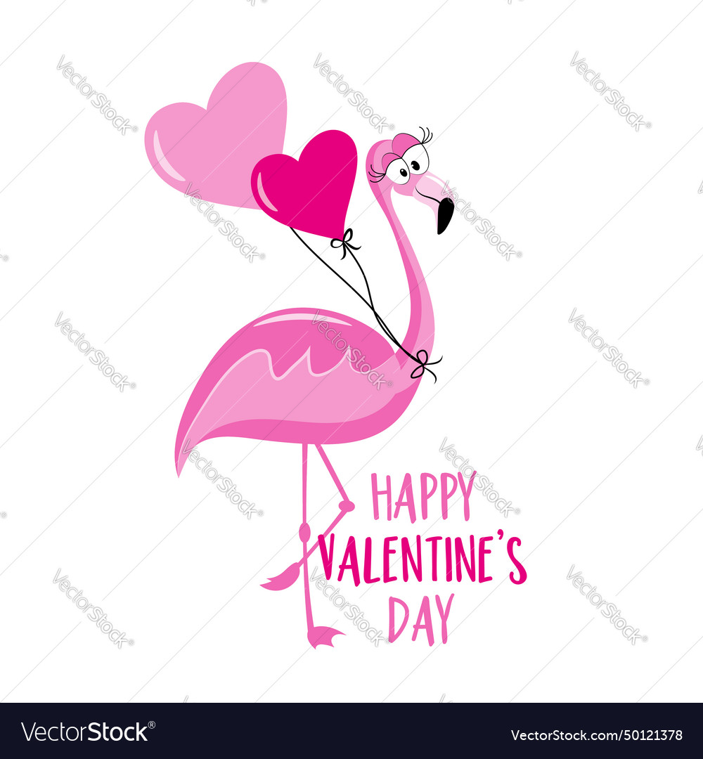 Happy Valentines Day Cute Flamingo Royalty Free Vector