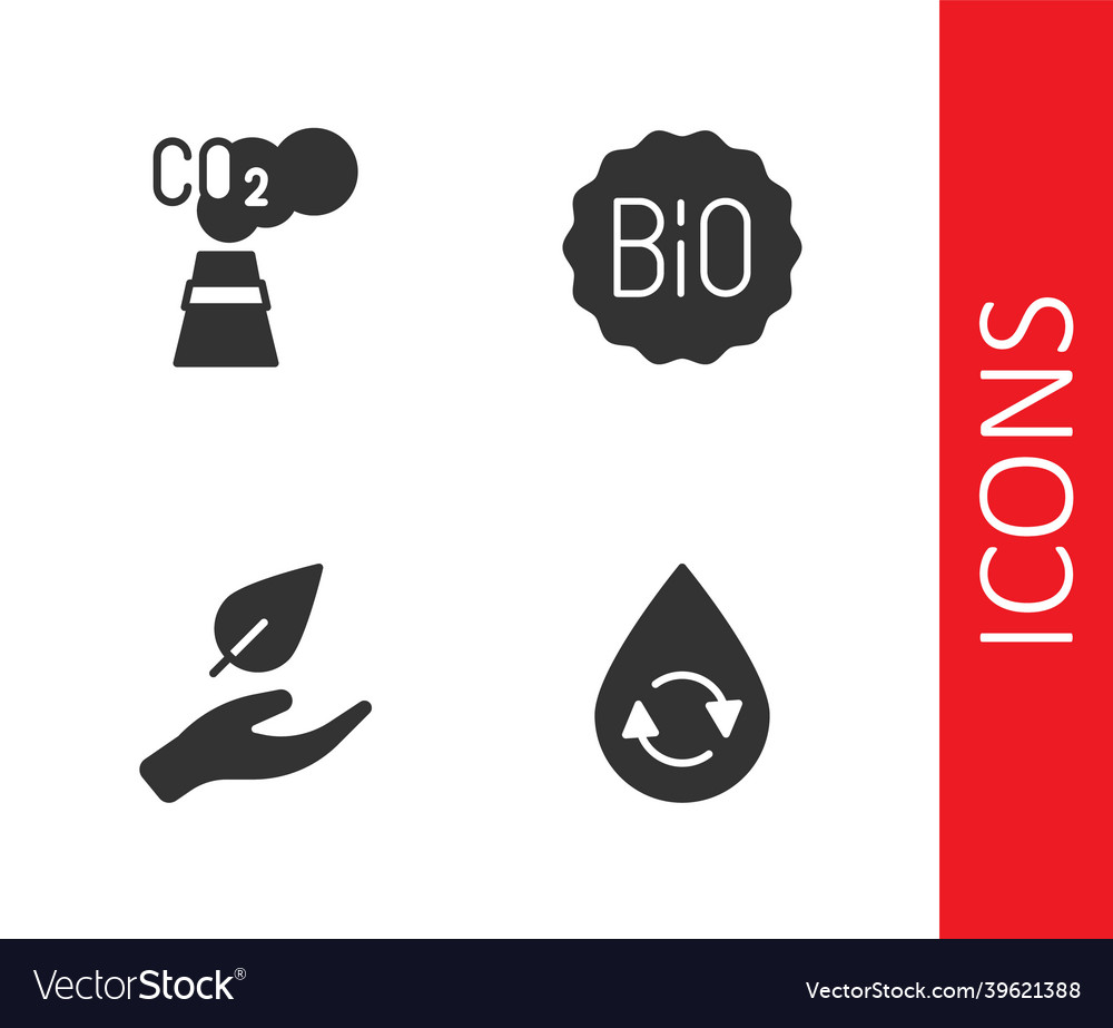 Set Recycle Clean Aqua Co Emissions In Cloud Vector Image