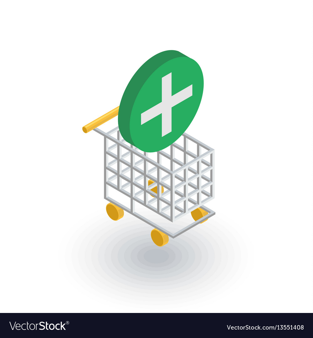 Add To Shopping Cart Isometric Flat Icon 3d Vector Image