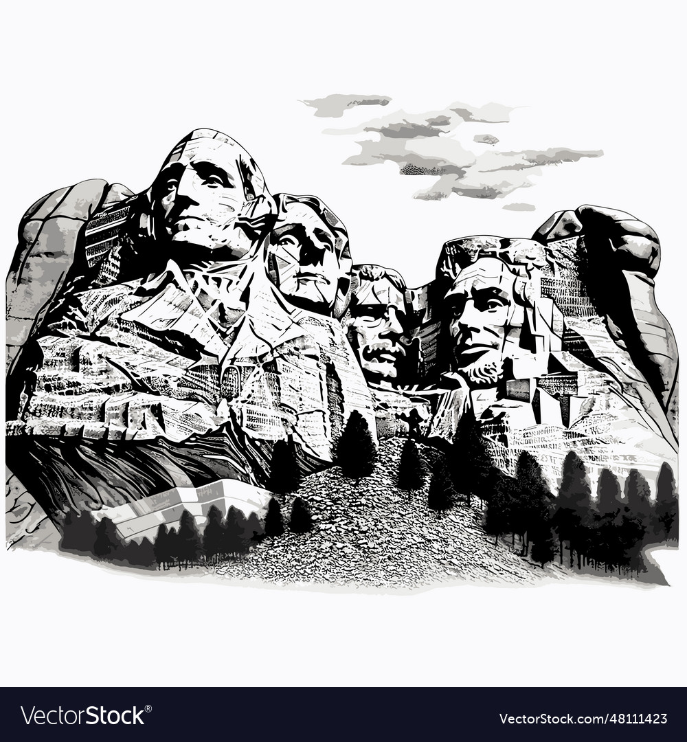 Mount Rushmore Hand Drawn Comic Royalty Free Vector Image