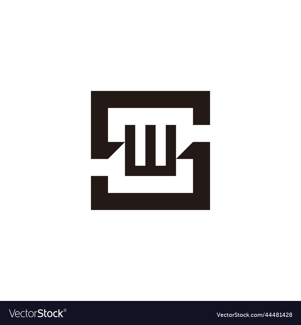 Letter S And W Square Geometric Symbol Simple Logo